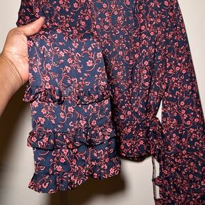 The Fifth Label Ditzy Floral Printed Wrap Blouse Tiered Bell Sleeve Size M